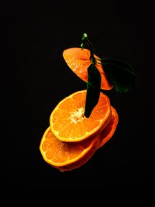 Preview wallpaper orange, slice, fruit, dark
