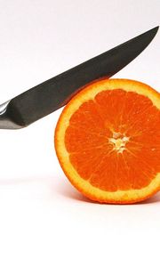 Preview wallpaper orange, slice, knife