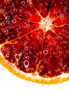Preview wallpaper orange, slice, water, bubbles, fruit, food, macro