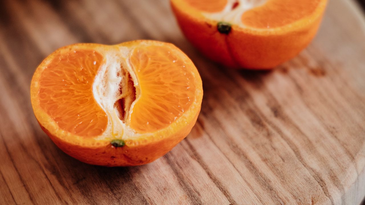 Wallpaper orange, slices, citrus, fruit, board