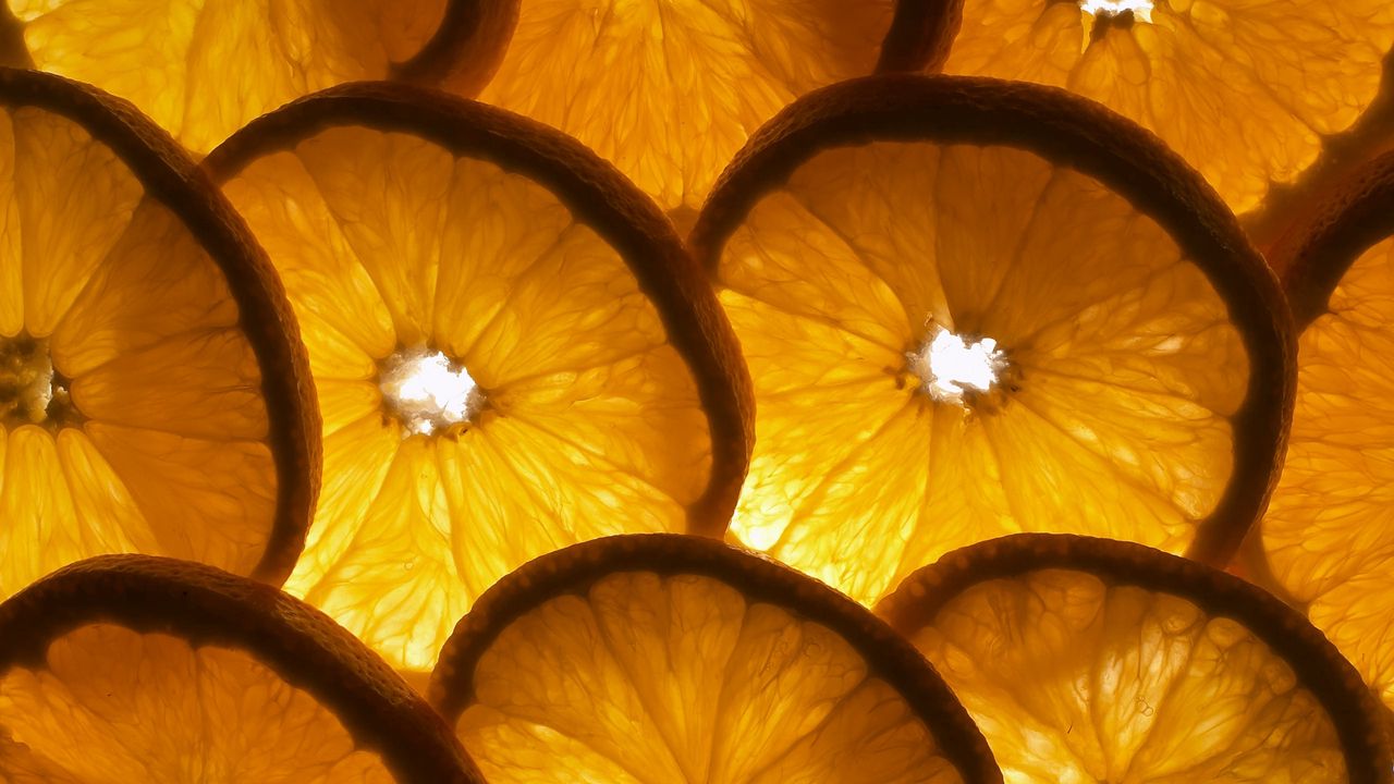 Wallpaper orange, slices, shape, round, fruit