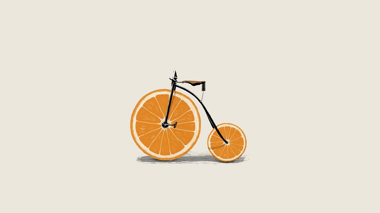 Wallpaper orange, wedges, wheels, bicycle, minimalism, bike