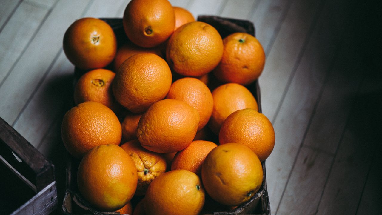 Wallpaper oranges, citrus fruits, ripe, box