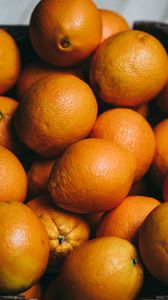 Preview wallpaper oranges, citrus fruits, ripe, box
