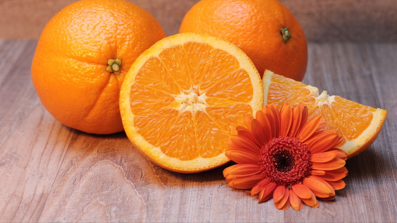 Wallpaper oranges, fruit, citrus, flower