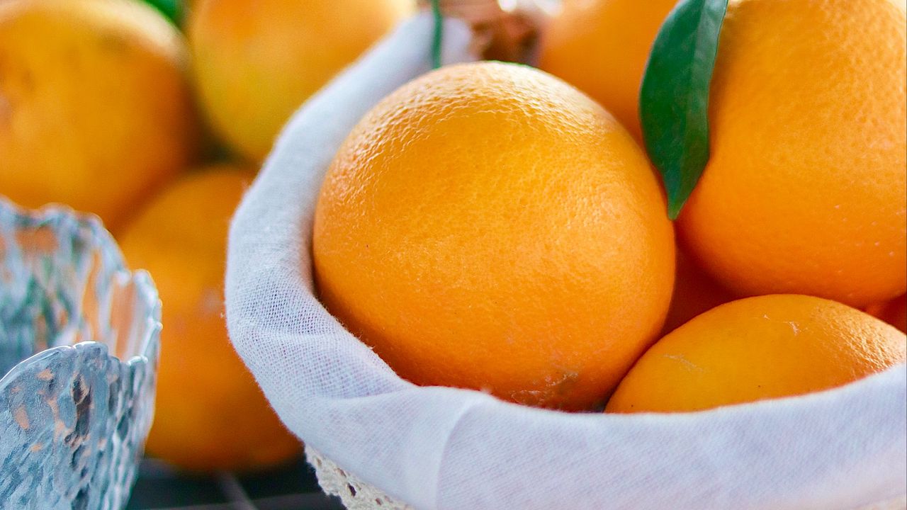 Wallpaper oranges, fruits, citrus, basket