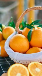 Preview wallpaper oranges, fruits, citrus, basket