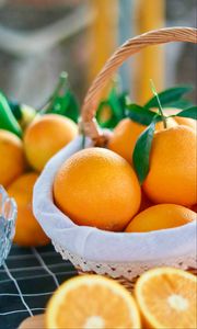 Preview wallpaper oranges, fruits, citrus, basket