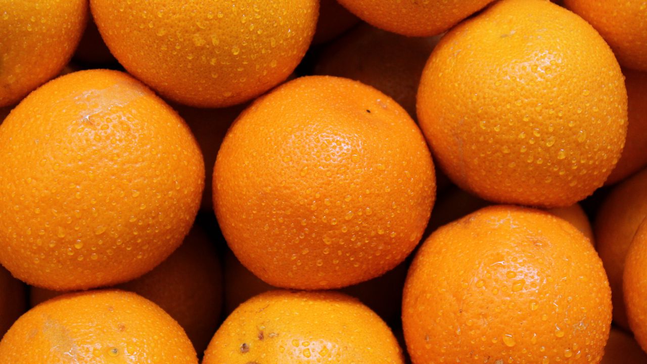 Wallpaper oranges, fruits, citrus, drops, orange