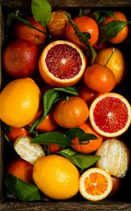 Preview wallpaper oranges, grapefruit, fruits, basket