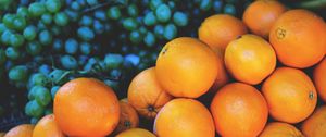 Preview wallpaper oranges, grapes, fruit