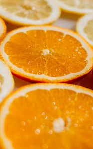 Preview wallpaper oranges, slicing, lemons, fruit