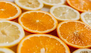 Preview wallpaper oranges, slicing, lemons, fruit