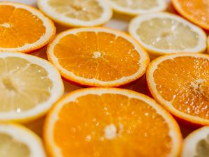 Preview wallpaper oranges, slicing, lemons, fruit