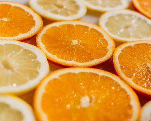 Preview wallpaper oranges, slicing, lemons, fruit