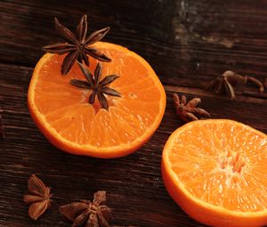 Preview wallpaper oranges, star anise, spice, citrus