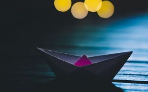 Preview wallpaper origami, boat, glare, bokeh, dark