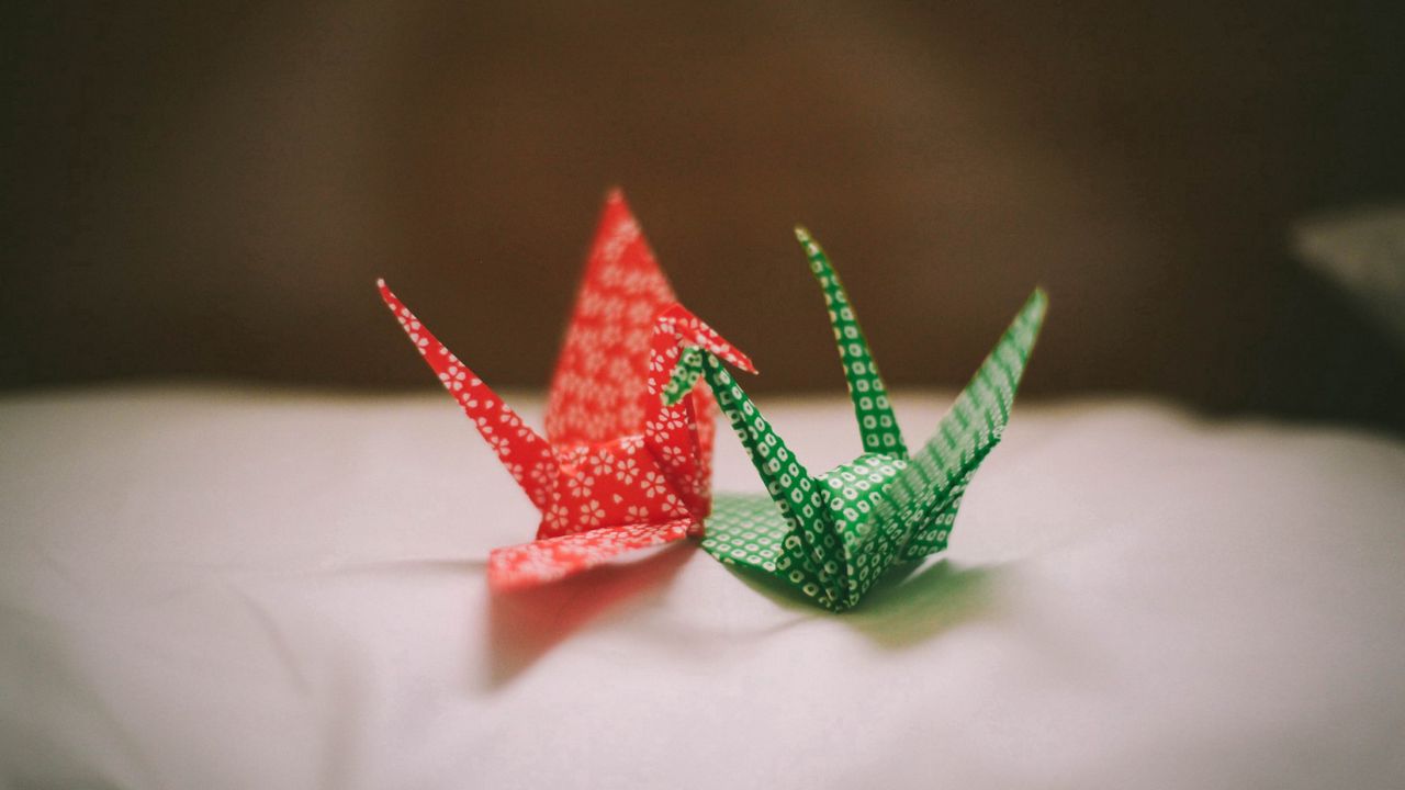 Wallpaper origami, crane bird, paper
