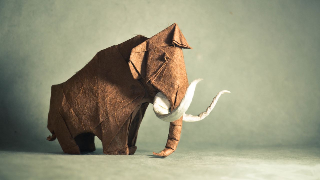 Wallpaper origami, mammoth, artwork, mammals