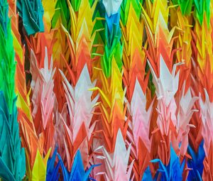 Preview wallpaper origami, multi-color, cranes