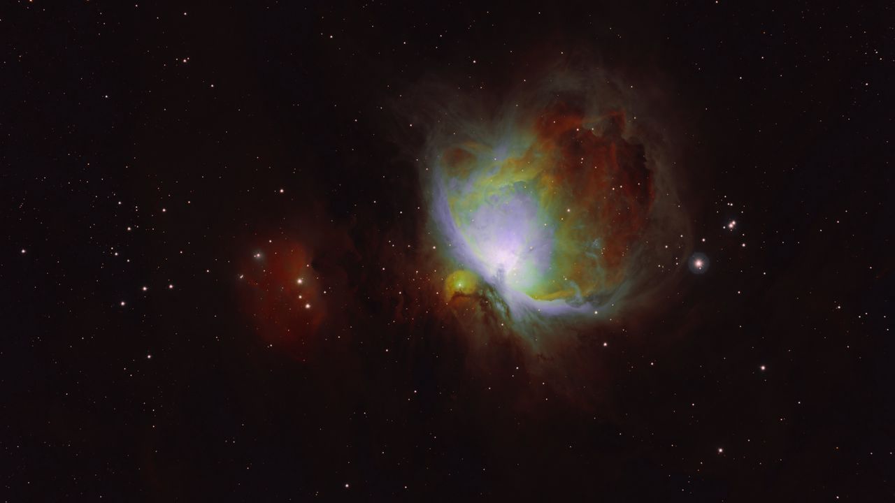 Wallpaper orion nebula, glow, stars, space