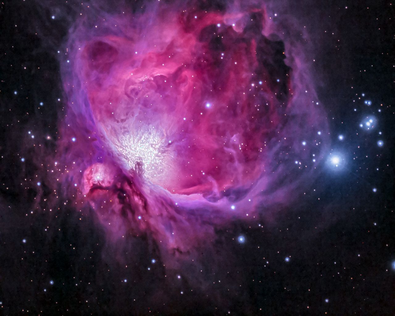 Download Wallpaper 1280X1024 Orion Nebula, Nebula, Galaxy, Stars, Light, Space Standard 5:4 Hd Background