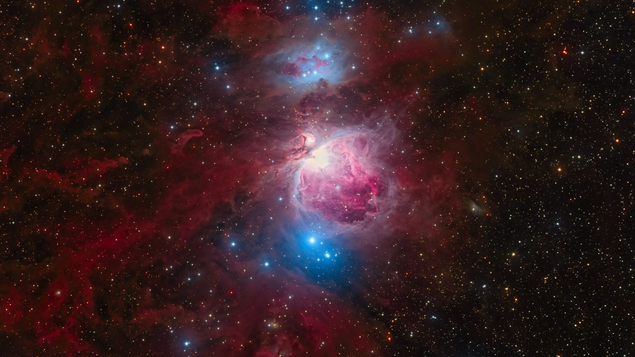 Wallpaper orion nebula, nebula, space, glow, stars