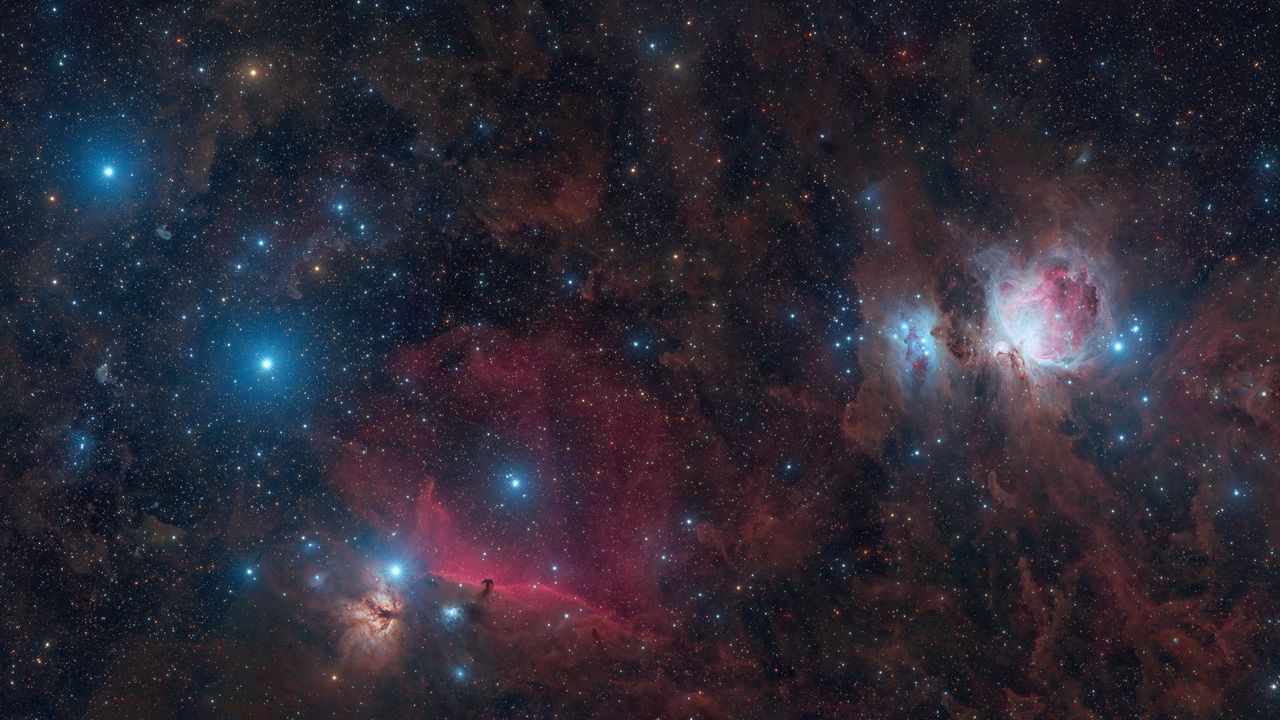 Wallpaper orions belt sword, stars, glitter, shine, nebulae, space, dark