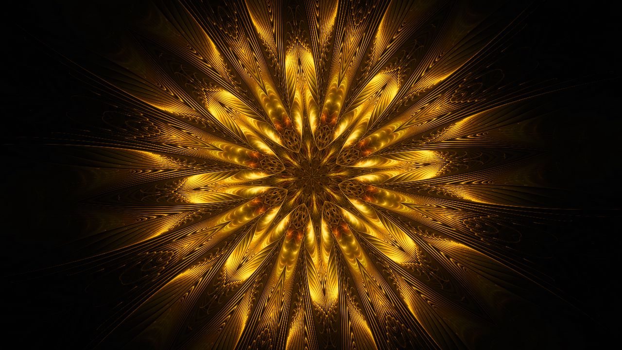 Wallpaper ornament, fractal, patterns, golden