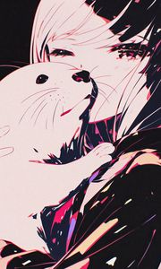 Preview wallpaper otter, girl, cute, art, anime