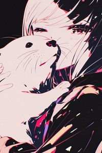 Preview wallpaper otter, girl, cute, art, anime