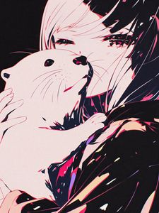 Preview wallpaper otter, girl, cute, art, anime