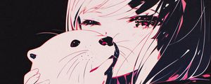 Preview wallpaper otter, girl, cute, art, anime