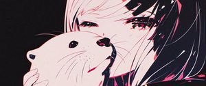 Preview wallpaper otter, girl, cute, art, anime