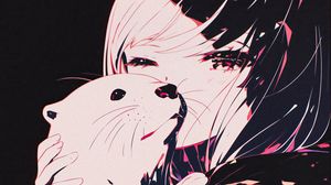 Preview wallpaper otter, girl, cute, art, anime