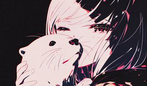 Preview wallpaper otter, girl, cute, art, anime