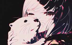 Preview wallpaper otter, girl, cute, art, anime