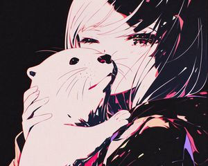 Preview wallpaper otter, girl, cute, art, anime