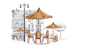 Preview wallpaper outdoor cafe, umbrellas, chairs, tables