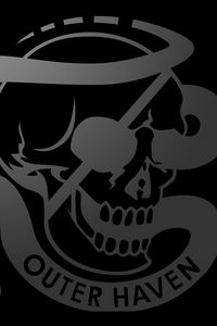 Preview wallpaper outer haven, skull, symbol, logo, black