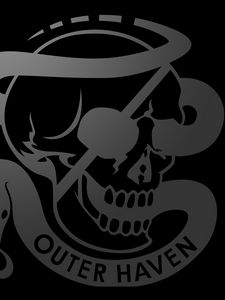 Preview wallpaper outer haven, skull, symbol, logo, black