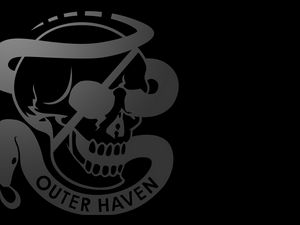 Preview wallpaper outer haven, skull, symbol, logo, black