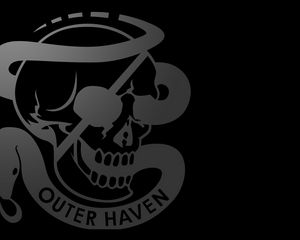 Preview wallpaper outer haven, skull, symbol, logo, black