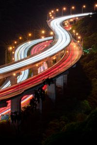 Preview wallpaper overpass, road, light, night, long exposure