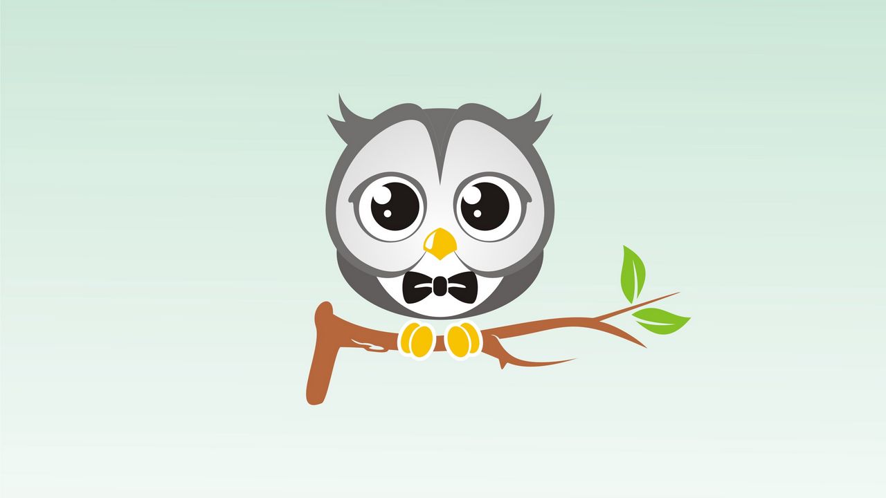 Wallpaper owl, art, branch, bow tie