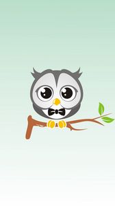 Preview wallpaper owl, art, branch, bow tie