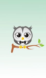 Preview wallpaper owl, art, branch, bow tie