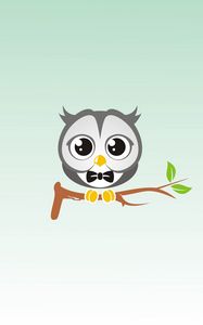 Preview wallpaper owl, art, branch, bow tie