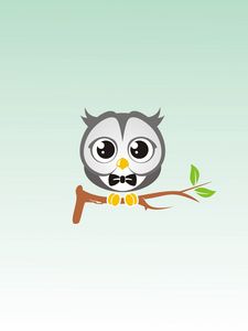 Preview wallpaper owl, art, branch, bow tie