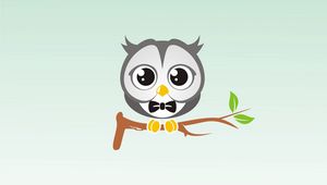 Preview wallpaper owl, art, branch, bow tie